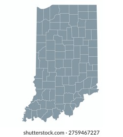 Map of Indiana state with counties borders
