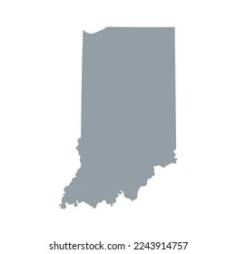 Map of the Indiana state in grey color isolated on white background. Vector illustration