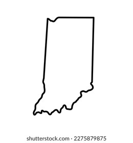 Map of Indiana is a state of United States. Editable stroke. Vector illustration.