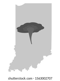 Map of Indiana and tornado symbol