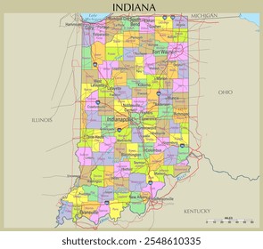 Map of Indiana, United States