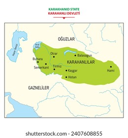 Karte mit den Grenzen des Bundesstaates Karakhanid