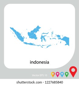Map of indonesia abstract corlor blue on white background.frame.vecter illustration eps 10.