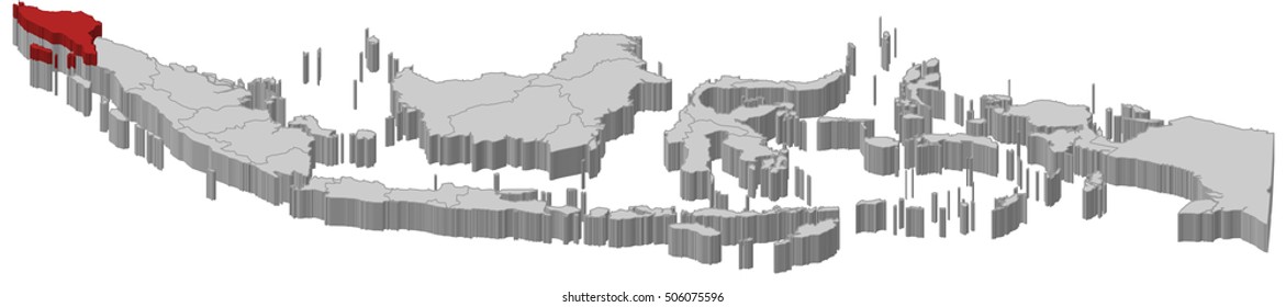 Map - Indonesia, Aceh - 3D-Illustration