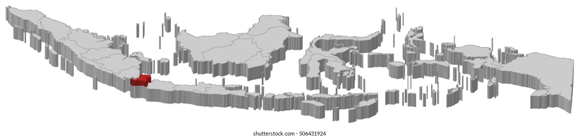 Map - Indonesia, Banten - 3D-Illustration