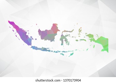 Map of Indonesia. Colorful Geometric Rumpled Triangular , Polygonal Design For Your . Vector illustration eps 10.
