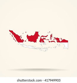 Map of Indonesia in Indonesia flag colors