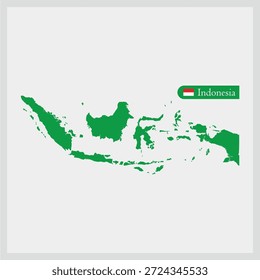 Mapa de Indonesia con la bandera en el lateral