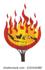 Map of Indonesia in a flame.  It symbolizes the forest fires that hit Indonesia.
