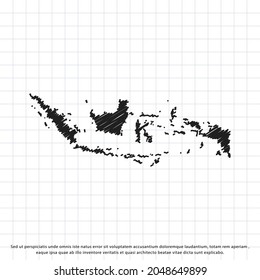 Mapa de Indonesia con la mano alzada dibujando una hoja de ejercicios. Ilustración vectorial.