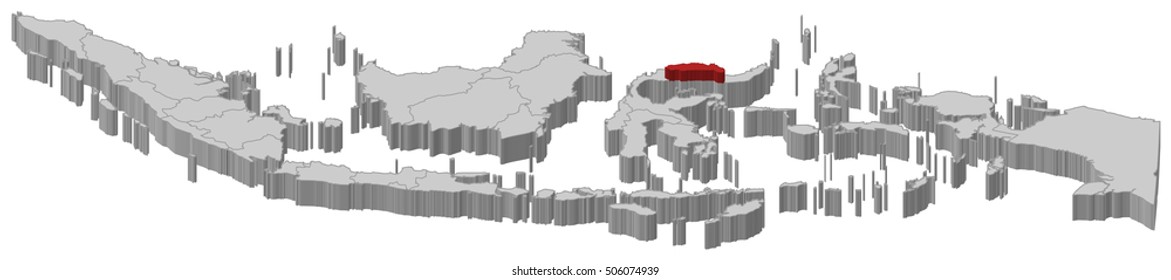 Map - Indonesia, Gorontalo - 3D-Illustration