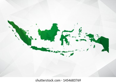 Mapa de Indonesia - Geométrico verde arrugado triangular , Diseño Polígonal para su . Ilustración vectorial, pasos 10