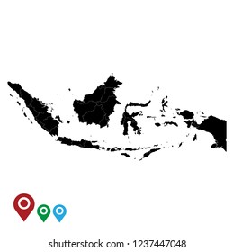 Map of Indonesia, High Detailed Map of Indonesia isolated on white background.Vector illustration eps 10