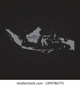 map Indonesia. Isolated vector Illustration. Black on White background. EPS 10 Illustration. - Vector
