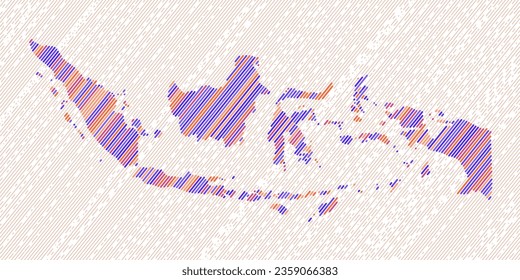 Map of Indonesia in Lineart and Halftone