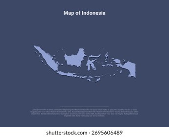  Mapa da Indonésia, minimalista vetor silhueta em azul suave sobre fundo escuro