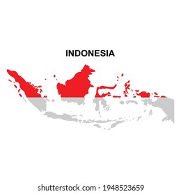 Map of Indonesia with national flag icon vector symbol.