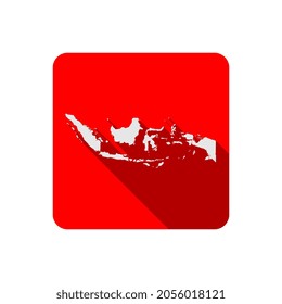 Karte Indonesiens auf rotem Platz mit langem Schatten