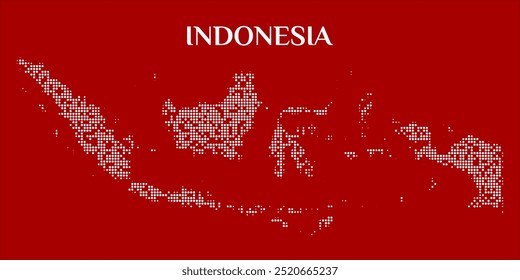 Mapa de Indonesia con fondo rojo y patrón de mapa punteado