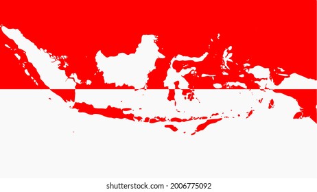 Map of Indonesia in red and white