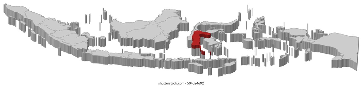 Map - Indonesia, South Sulawesi - 3D-Illustration