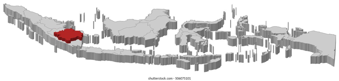 Map - Indonesia, South Sumatra - 3D-Illustration
