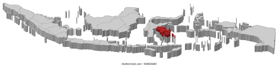 Map - Indonesia, Southeast Sulawesi - 3D-Illustration