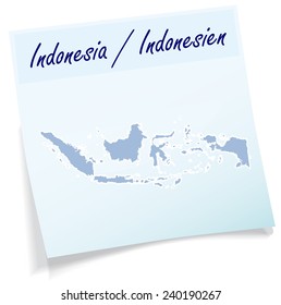Map of Indonesia as sticky note in blue