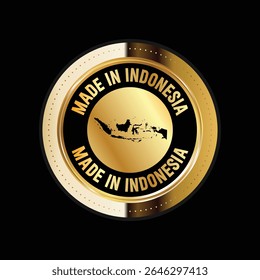 Mapa da Indonésia. Ilustração vetorial. Logotipo, ícone e símbolo. Selo de ouro mapa da Indonésia. 