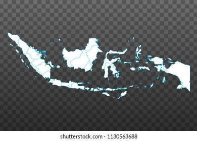 Map of Indonesia. Vector illustration on transparent background. Items are placed on separate layers and editable. Vector illustration eps 10.