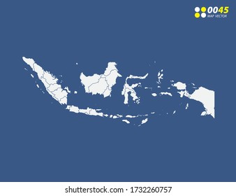 Mapa del vector indonesio sobre el azul