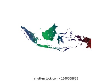 Map of Indonesia. Wire frame 3D mesh polygonal network line, design sphere, dot and structure. communications map of Indonesia. Vector Illustration EPS10.