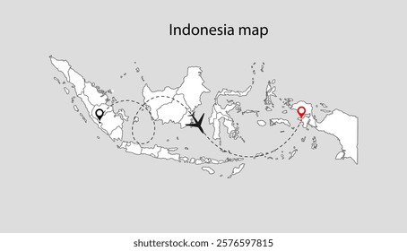Map of Indonesia,map of indonesia with airplane, Map of Indonesia - Infographic Vector