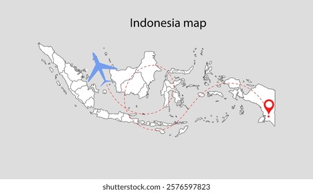 Map of Indonesia,map of indonesia with airplane, Map of Indonesia - Infographic Vector