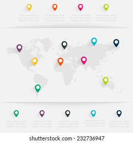 Map info graphic. Vector illustration. can be used for workflow layout, diagram, number options, step up options, web design.