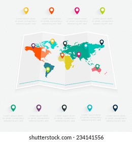 Map info graphic. Vector illustration. can be used for workflow layout, diagram, number options, step up options, web design.