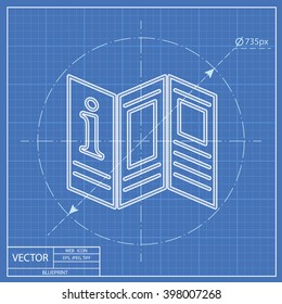 Map with information paper blueprint icon 