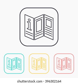 Map with information paper color icon set 