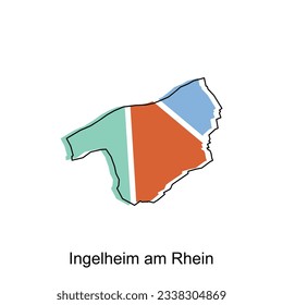 Map of Ingelheim Am Rhein modern outline, map of German country colorful vector Design Template