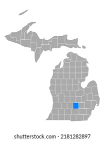Map of Ingham in Michigan on white