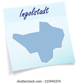 Map of Ingolstadt as sticky note in blue