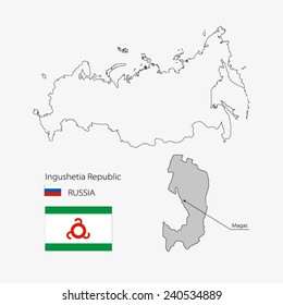 Map of Ingushetia Republic, Russia