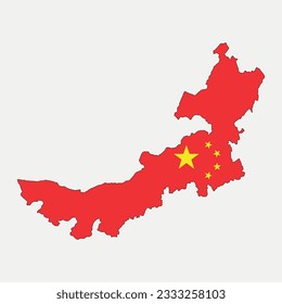 Map of Inner Mongolia - China flag country region outline silhouette vector illustration
