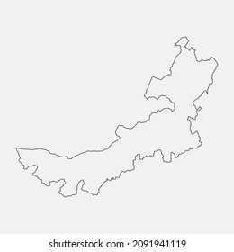 Map of Inner Mongolia - China region outline silhouette vector illustration
