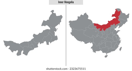 Karte der chinesischen Provinz Innere Mongolei und Lage auf der chinesischen Karte