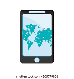 Map inside smartphone of travel concept