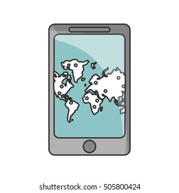 Map inside smartphone of travel concept