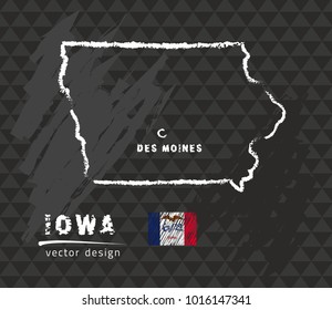 Map of Iowa, Chalk sketch vector illustration