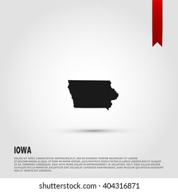 Map of the Iowa state. Vector illustration design element. Flat style design icon.