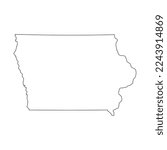 Map of the Iowa state in white color isolated on white background. Vector illustration